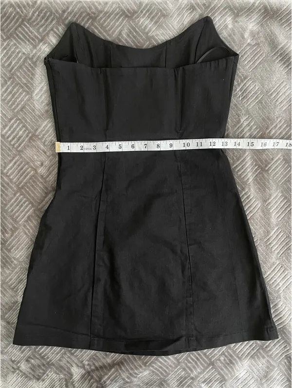 White Fox Boutique Black Corset Mini Dress with Slit - Image 9
