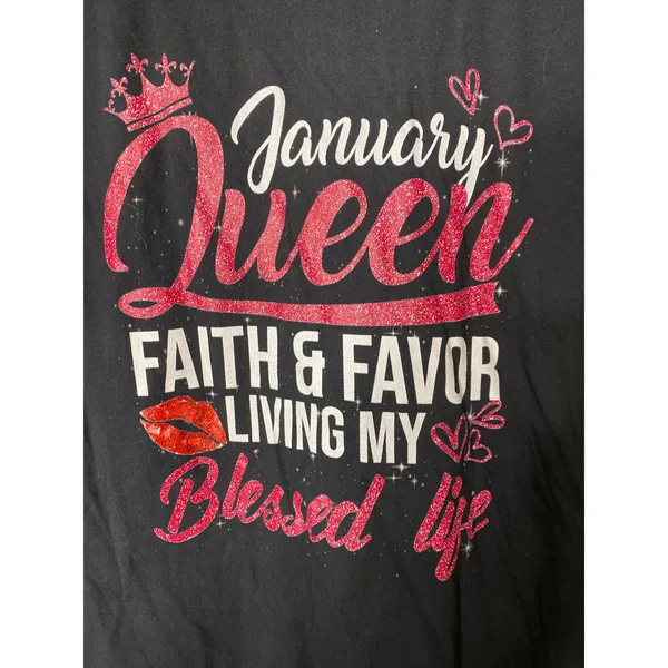 Brand New Unbranded Women's XL Black January Queen Faith and Favor T-Shirt Top - Image 2