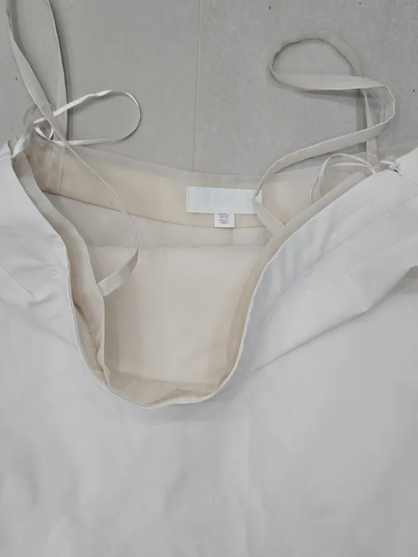 Zara Ivory Midi Dress With Straight Neckline And Sheer Hem Size L - Image 8