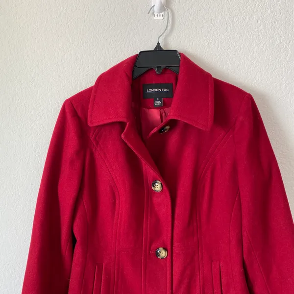 Red Wool Blend Coat Size Small - Image 2