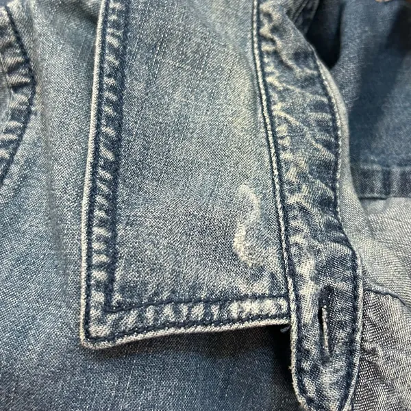Madewell Chambray Frayed Hem Button Down Shirt Dress - Image 11