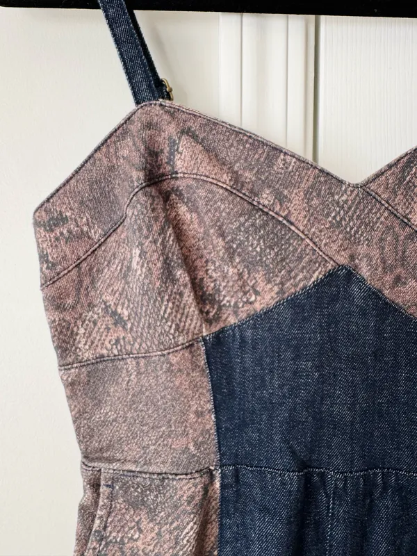 Anthropologie Pilcro Snake Print Denim Romper/Playsuit, Size 8 - Image 7