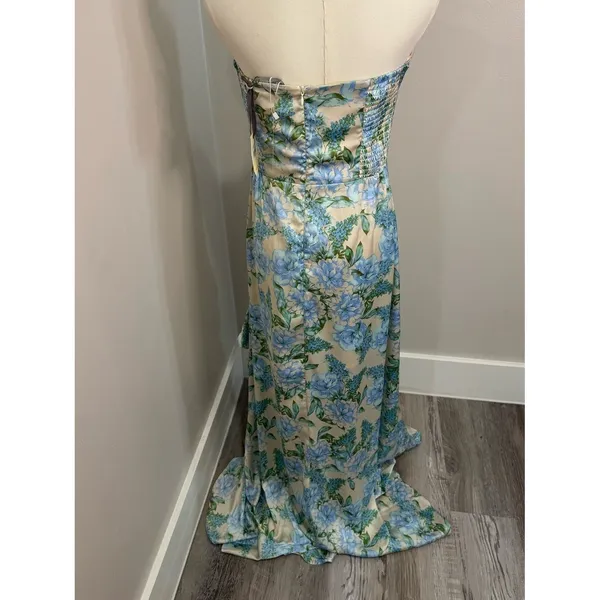 Dress Forum "Stolen Love" Blue Strapless Ruffle Hem Maxi Dress NWT Large - Image 3