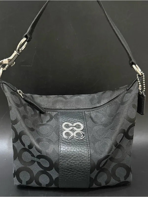 COACH 43771 Julia Outline OP Art Black Jacquard Canvas Small Purse Shoulder Bag - Image 2
