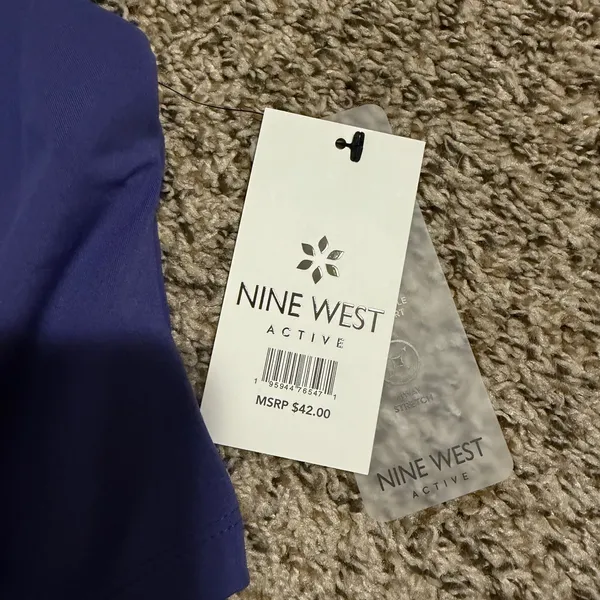 Nine West Active Women Purple Front Zip Racerback Sports Bra Crop Top Medium NEW - Image 2