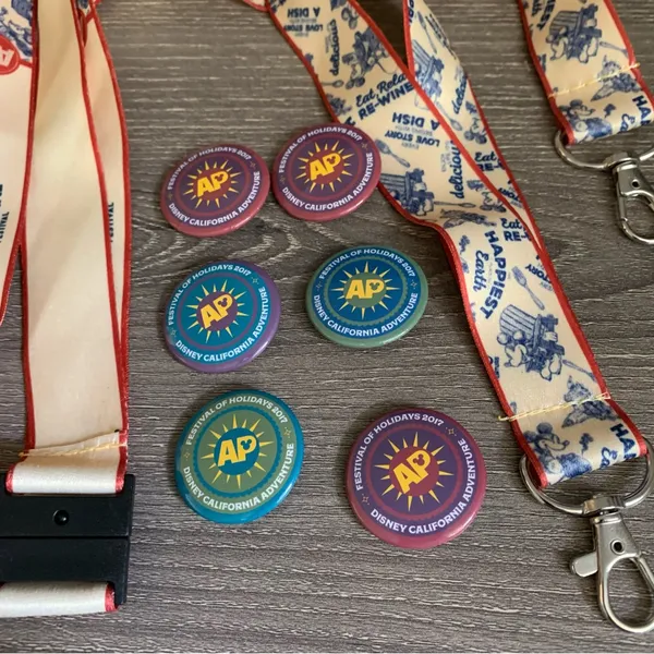 Disney Disneyland DCA Annual Passholder Festival Food Wine Holidays Lanyard Pin Set - Image 2