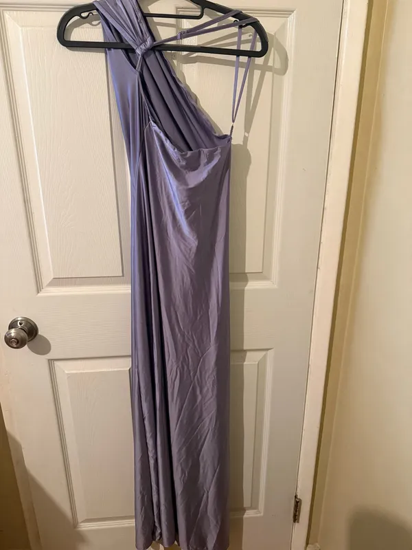OYS Lavender Satin One Shoulder High Slit Maxi Dress NWT - Image 5