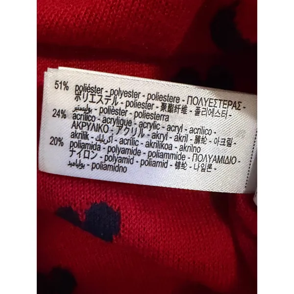 Zara Heart Print Cardigan Sweater Women M Navy Blue Red Polo Polka Dots JACQUARD - Image 6