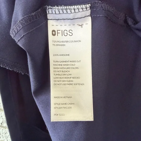 Figs Casma Three-Pocket Scrub Top Navy Blue Size XL - Image 6