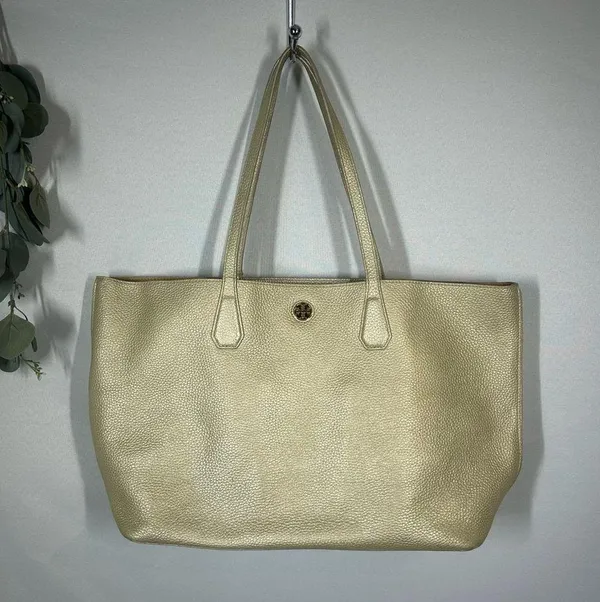 Tory Burch | NWOT Metallic Perry Leather Tote Golden Large Purse Shoulder Bag - Image 2