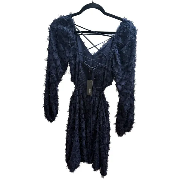 Current Air Textured Fit Flare Cutout Cocktail Party Navy Blue Dress XS NEW NWT - Image 6