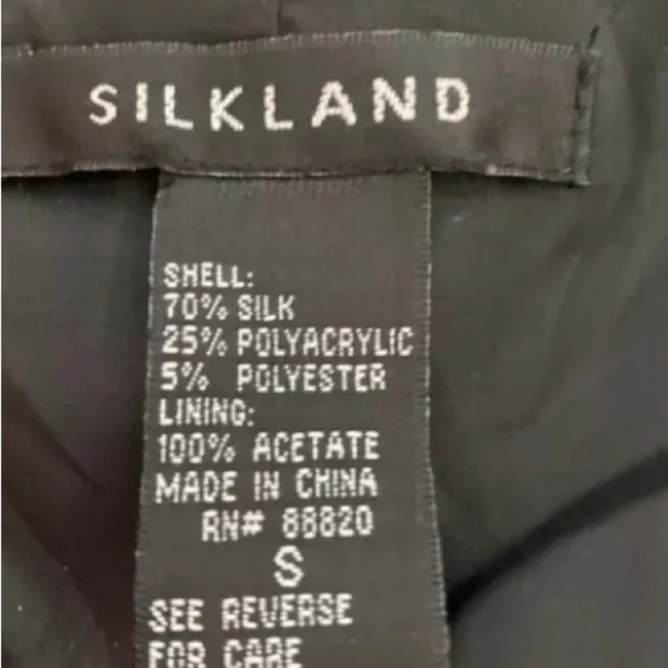 Silkland Black Cream Tweed Plaid Silk Suit Jacket blazer Old Money classic - Image 8