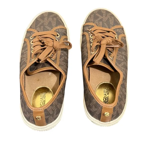 Michael Kors‎ Signature Logo Canvas Lace Up Sneakers Brown Women's Size 6M - Image 4