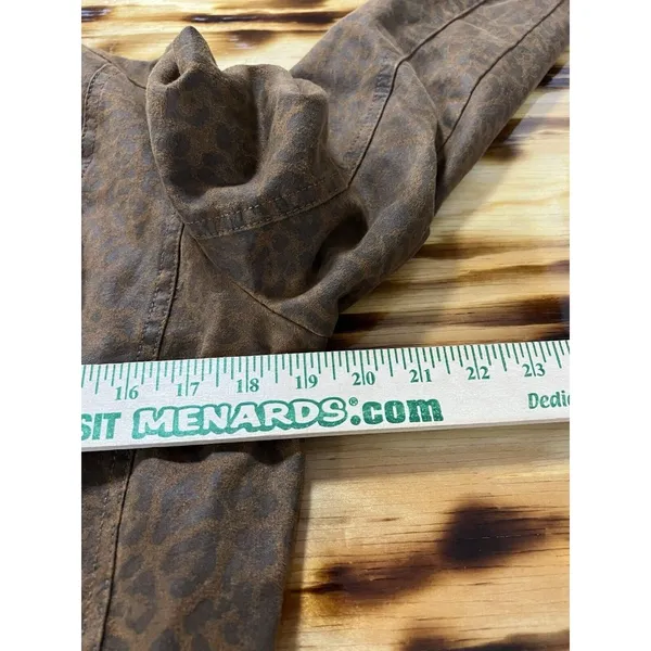 Kut From The Kloth Women Faux Suede Size‎ Medium Zip Jacket Leopard Print Preppy - Image 5