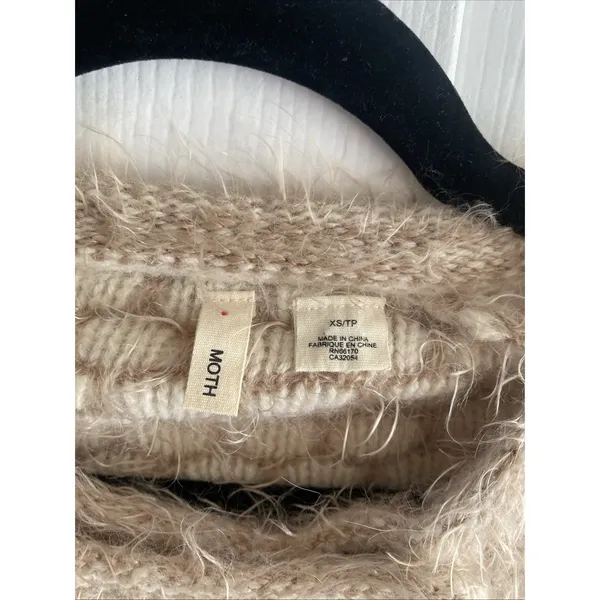 Moth Anthropologie Textured Bubble Knit Cardigan Womens‎ Size XS Tan Wool Angora - Image 3