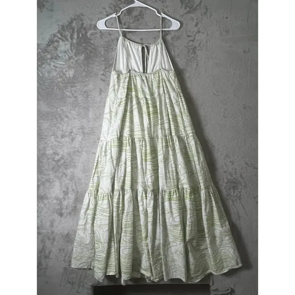 Charlie Holiday Pricilla Maxi Abstract Print Tiered Halter Maxi Dress Cotton 6 - Image 3