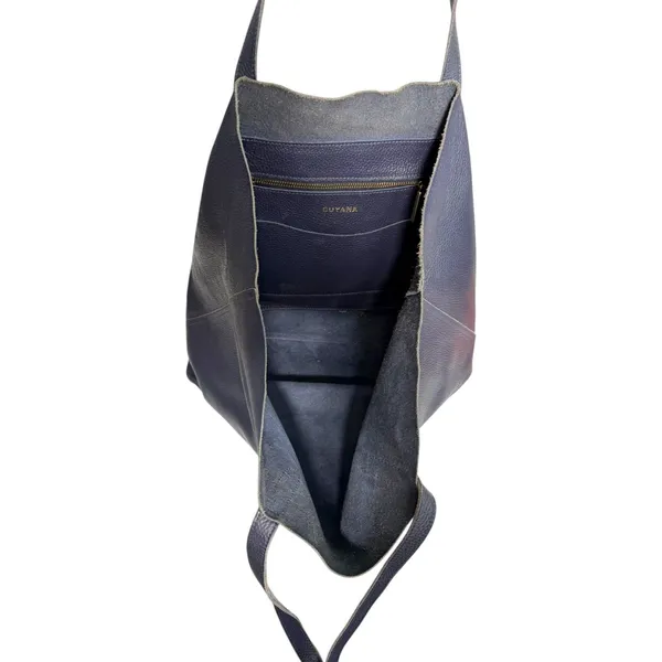 Cuyana Navy Blue Pebbled Leather Slouchy Shoulder Bag - Image 7