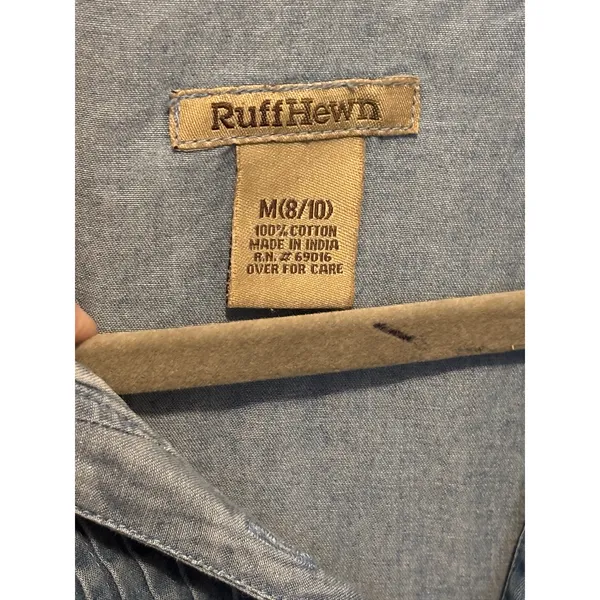 Ruff Hewn Chambray Tuxedo-Pleat Shirt Dress — M - Image 3