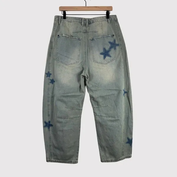 Talulah Womens Jeans Blue Denim Star Walk Barrel Baggy Loose High Rise Size L - Image 4