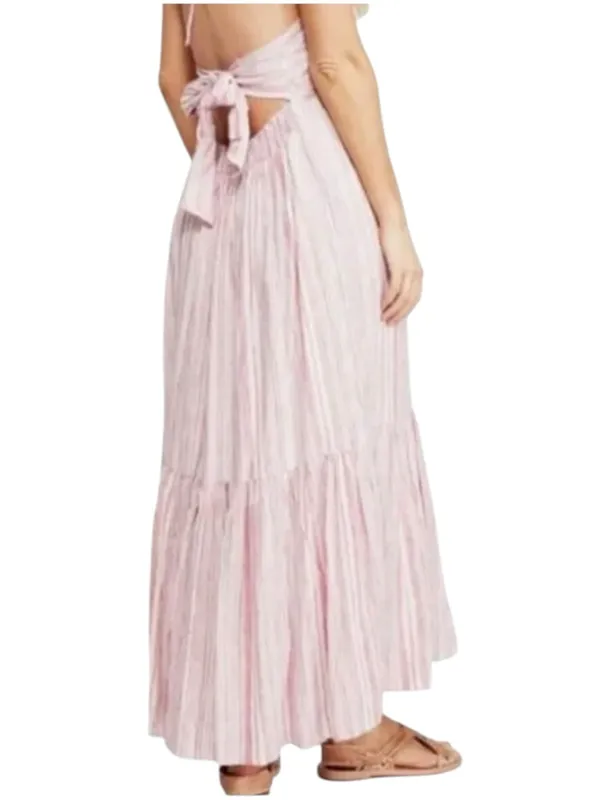 Free People Audrey Halter Red Striped Maxi Dress MEDIUM - Image 2