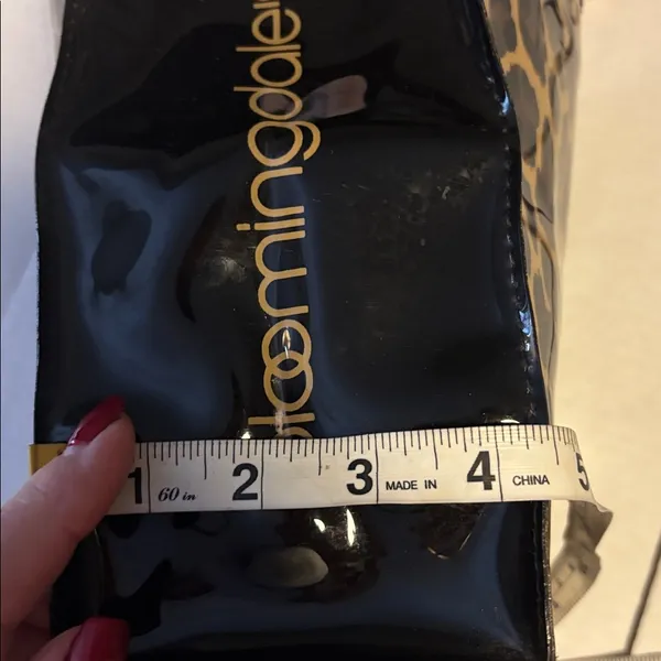 Bloomingdale’S Cheetah Print Patent Leather Mini Tote Bag Preloved - Image 15