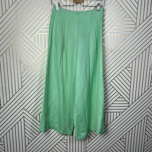 Hunter Bell Chase Culotte Wide Leg Pants in Mint Green Linen Size US 0‎ - Image 3