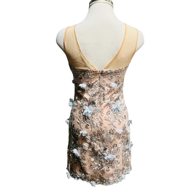 Dress the Population Lena Pink Floral Lace Embellished Illusion Dress Size XS - Image 7