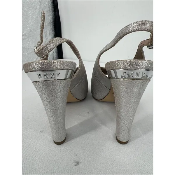 DKNY silver glitter peep-toe slingback - Image 5