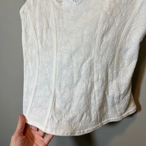 Arianne Lingerie White Floral Jacquard Lace Trim Corset Cami Top Small Canada - Image 3
