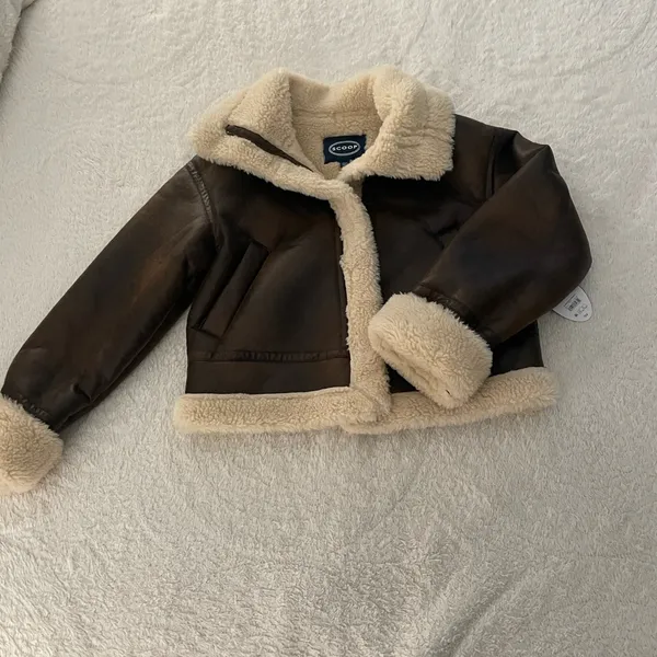 NWT Scoop NYC Faux Suede Sherpa Cropped Bomber Jacket - Image 3