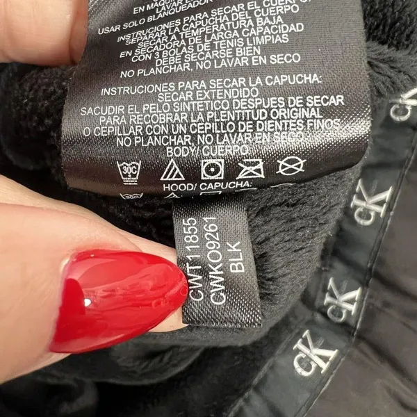 Calvin Klein Size XL Coat Down Puffer Quilted Jacket Black Fleece Lined Full Zip - Image 12