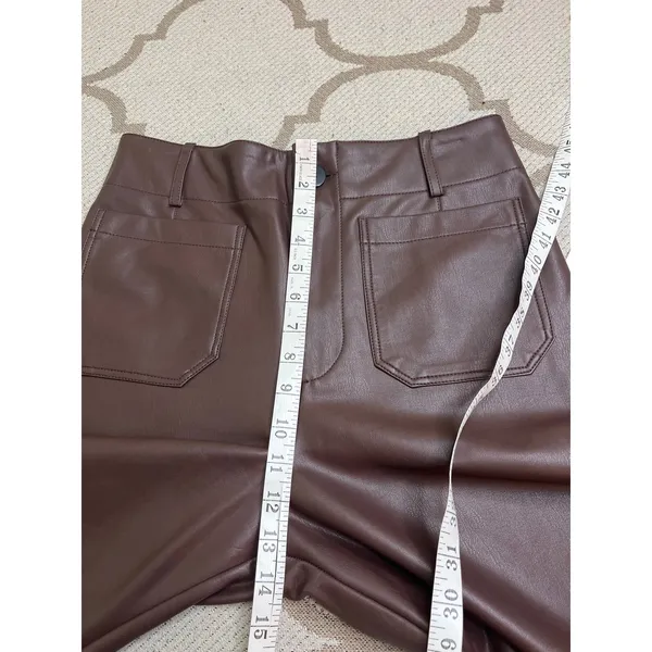 Maeve Anthropologie Colette Faux Leather Wide Leg Pants Dark Brown Size 28 - Image 4