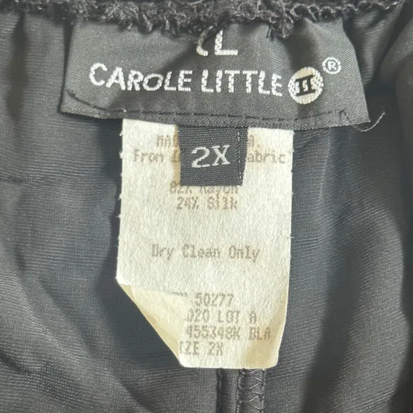 VTG Carole Little Black Crushed Velvet Wide Leg Pants Silk Blend 2X Made in USA - Image 3