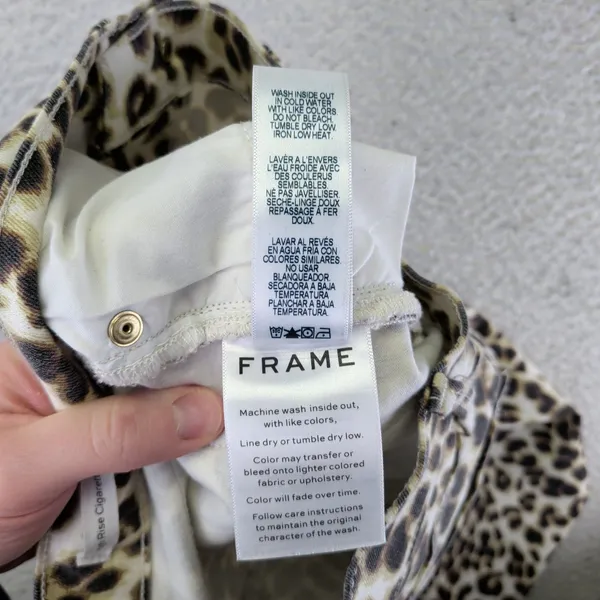 FRAME Ali High Rise Cigarette Jeans Leopard Print Beige‎ Women's 25 Skinny Mob - Image 9