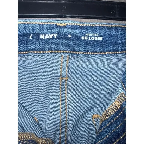 Old navy Dark Wash High Rise Loose Straight Leg Sz 6 Jeans Non Ripped #769 - Image 7