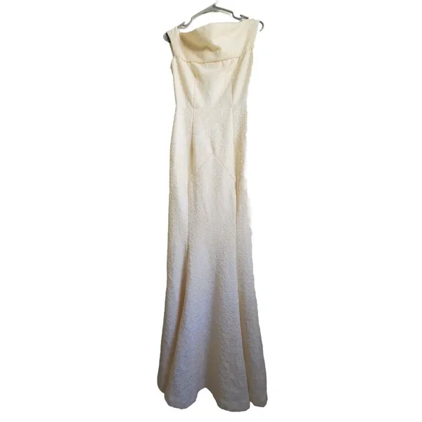 Muxxn White Dress Women Size Small Fit Flare Cream White Boat Neck Mermaid Prom - Image 4