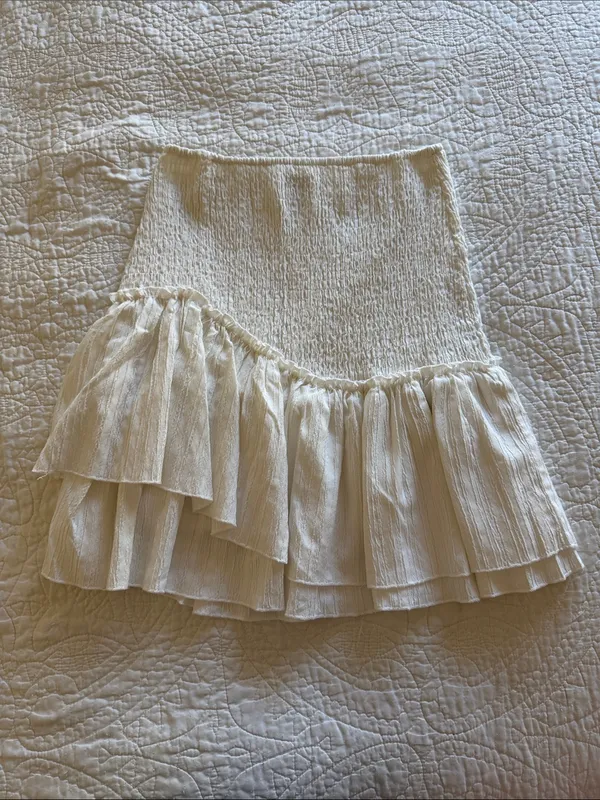Princess Polly White Asymmetrical Ruffle Tiered Mini Skirt - Image 4