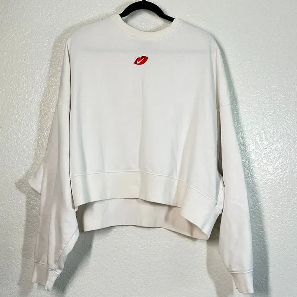 XL Nike Sportswear Lips Crewneck Sweatshirt Hearts Cropped White Womens - Image 2