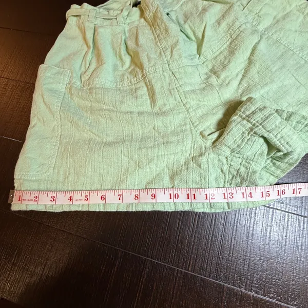 Free People Mint Green Cotton Gauze Drawstring Shorts S 27" Relaxed Boho Summer - Image 5