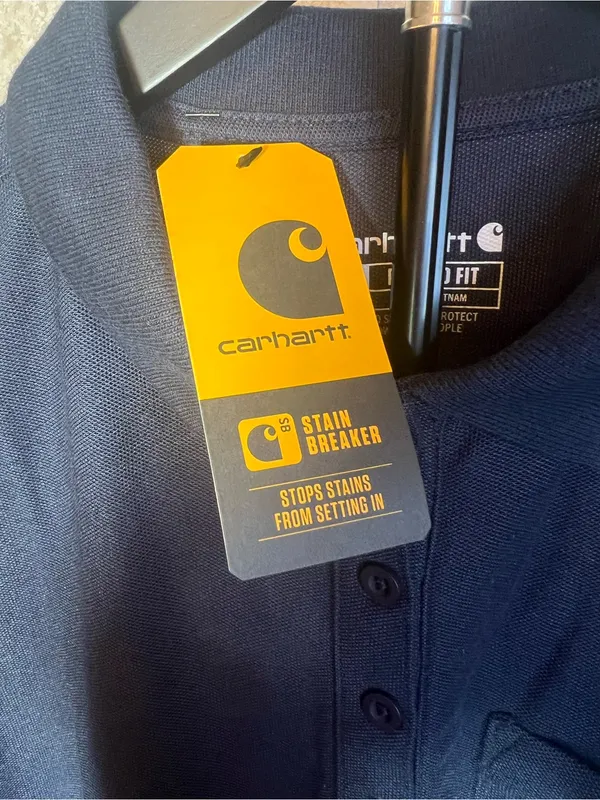 Carhartt‎ NWT Women’s Navy Relaxed Fit Stain Breaker Pocket Polo M - Image 6