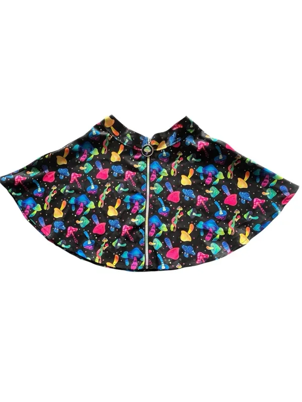 Body Rage Mini Skirt Spencer’s Mushroom Pattern Size Small Neon Colors Black - Image 2