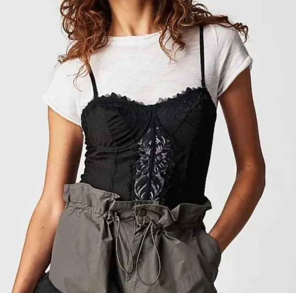 NWOT Free People Black Good Luck Charm Bodysuit In Black - Image 5