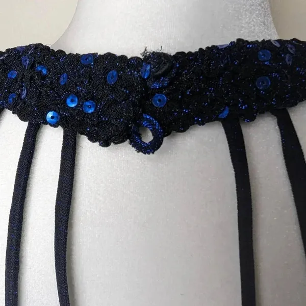 Y2K Prom Dress Iridescent Blue Sparkly Strappy Floor-Length Formal Gown 2000s - Image 5