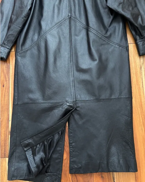 Jacqueline Ferrar Black Leather Trench Coat – Made in Korea - Image 9