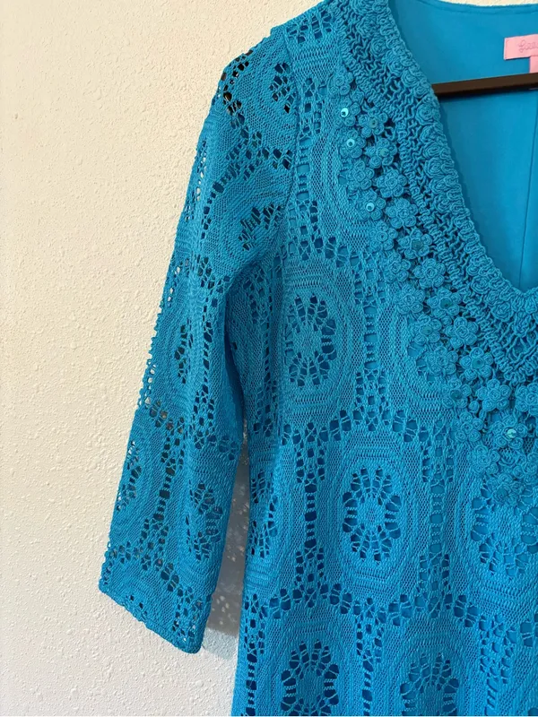 Lilly Pulitzer Blue Lace Maxi Dress - Image 3