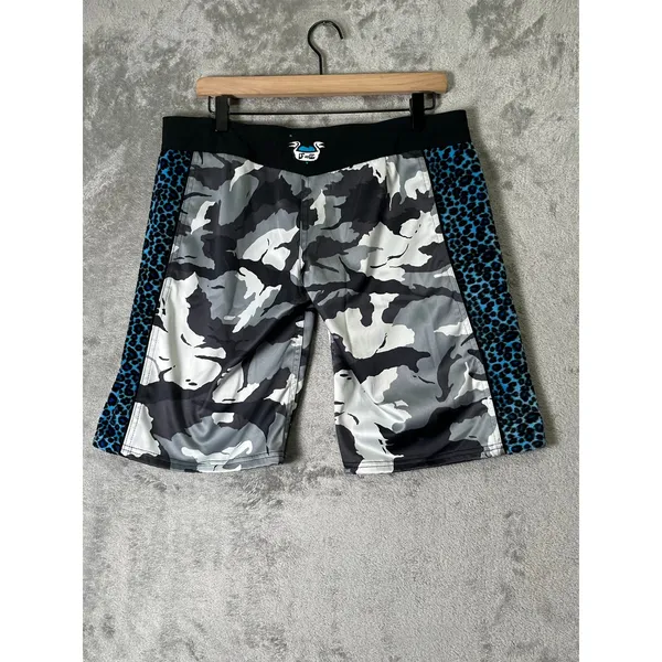 Vintage Y2k Camo Leopard Board Shorts Size 12 Brown Green Patchwork Tomboy Chic - Image 4