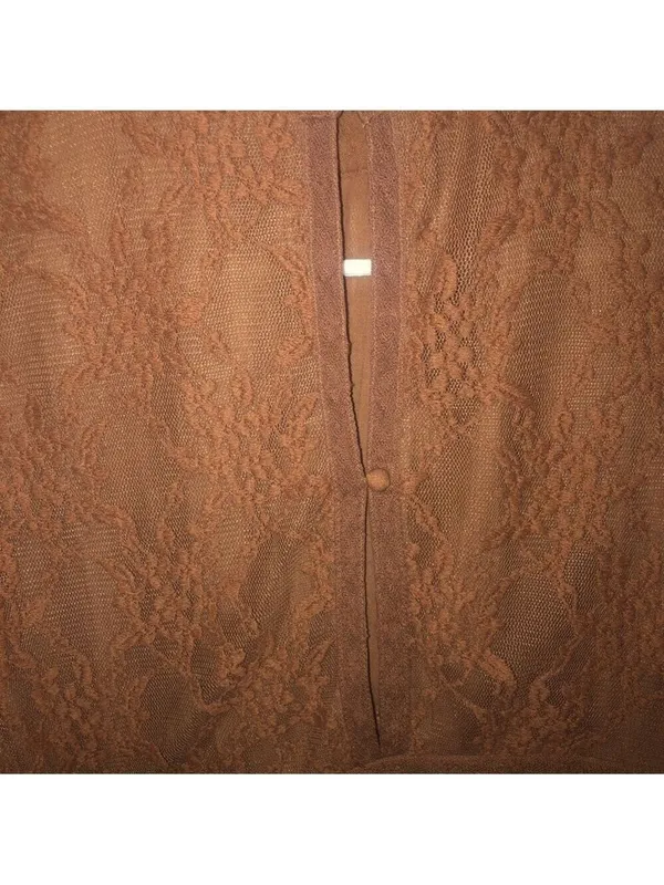 American Eagle Blush Pink Lace Peplum Bell Sleeve Long Sleeve Top Blouse - Image 9