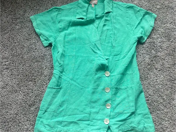 Show Me Your MuMu Green Short-Sleeve Bicoastal Linen Blazer Romper - Image 3