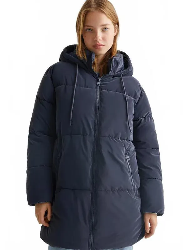 Mango Teen's Long Quilted Puffer Jacket NWT Dark Navy Teens Large - Image 2