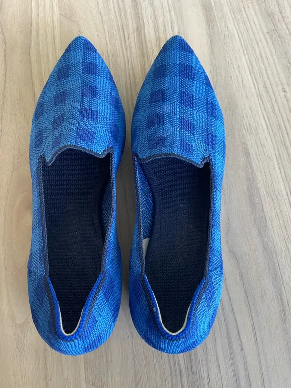 Rothy's Blue Knit Slip-On Flats with Green Insole - Image 3
